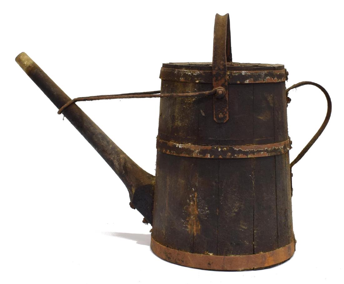 ANTIQUE PRIMITIVE WOOD BARREL WATERING CAN (1 of 2)