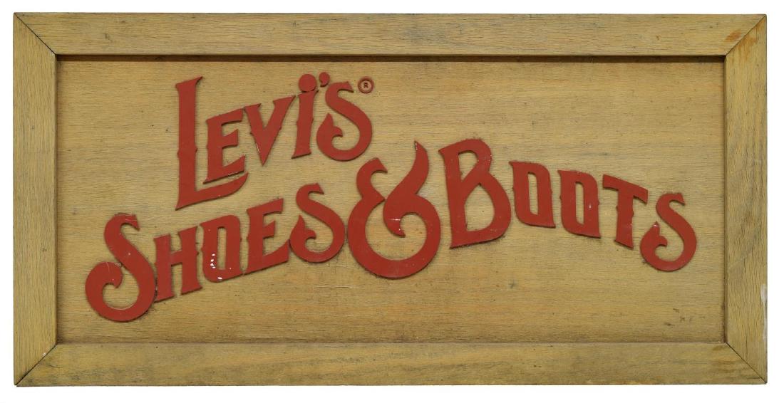 VINTAGE "LEVI'S BOOTS & SHOES", WOOD STORE SIGN (1 of 2)