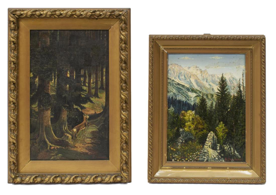 (2) FRAMED ITALIAN PAINTINGS, MOUNTAINS & FOREST (1 of 5)