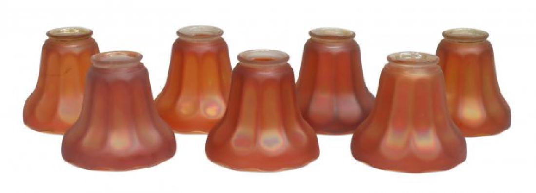 (7)NUART IRIDESCENT MARIGOLD ART GLASS LAMP SHADES (1 of 3)