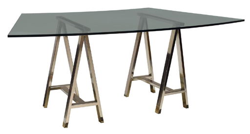Modern Glass Chrome Sawhorse Trestle Desk Aug 26 2017