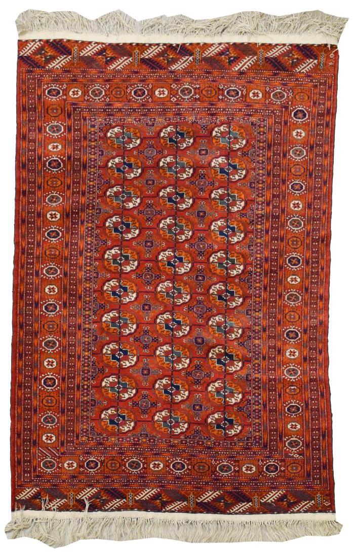 HAND-WOVEN AFGHAN/ TURKOMAN WOOL RUG, 4'2" x 6'2" (1 of 2)