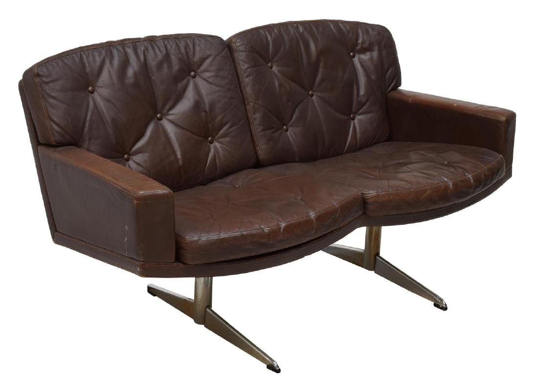 DANISH MID-CENTURY MODERN LEATHER 2-SEAT SOFA (1 of 3)