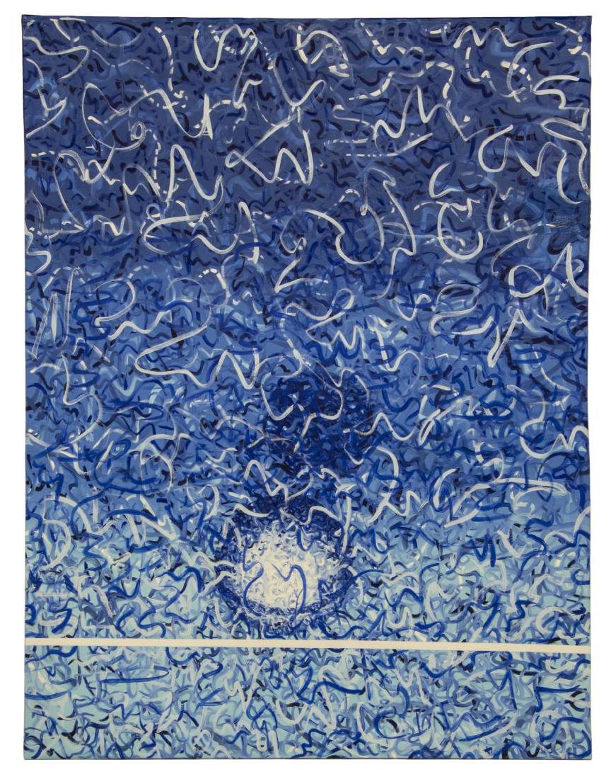 ATTRIB TRUMAN MARQUEZ (B.1962) TONAL BLUE PAINTING (1 of 4)