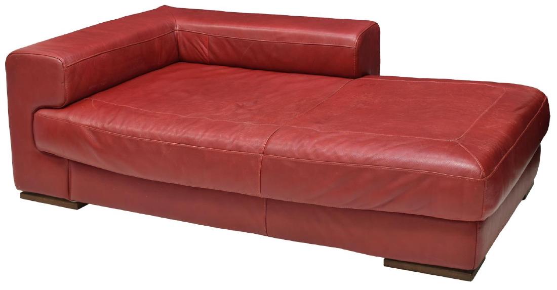 MODERN RED LEATHER CHAISE LOUNGE (1 of 3)