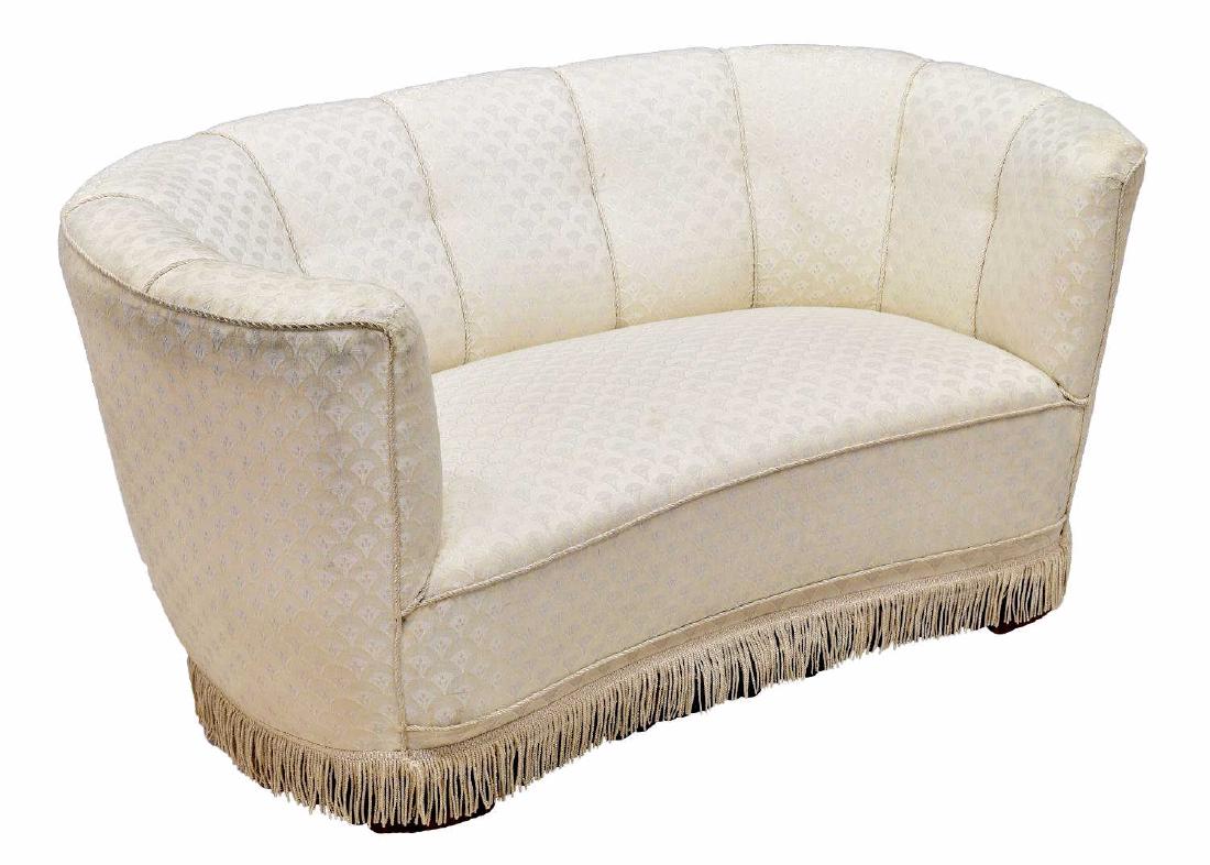 DANISH DESIGN BANANA SHAPED SOFA, WHITE UPHOLSTERY (1 of 3)