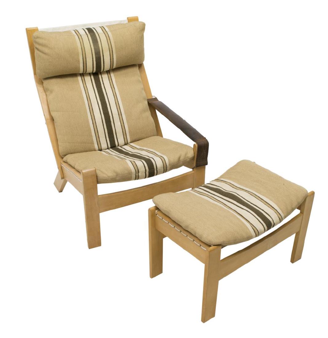 (2) DANISH MID-CENTURY MODERN BEECH CHAIR & STOOL (1 of 4)