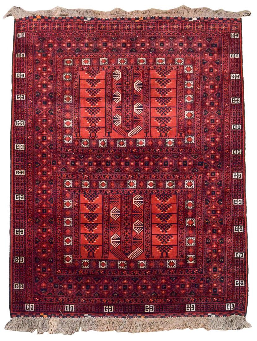 HAND-WOVEN AFGHAN HATCHLI RUG, 5'7" x 6'7" (1 of 2)