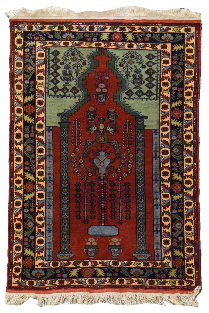 HAND-WOVEN AZERBAIJANI PRAYER RUG, 3'2" x 4'6" (1 of 2)