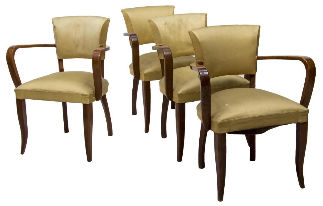 (4) FRENCH MID-CENTURY OPEN ARMCHAIRS, C. 1950 (1 of 2)