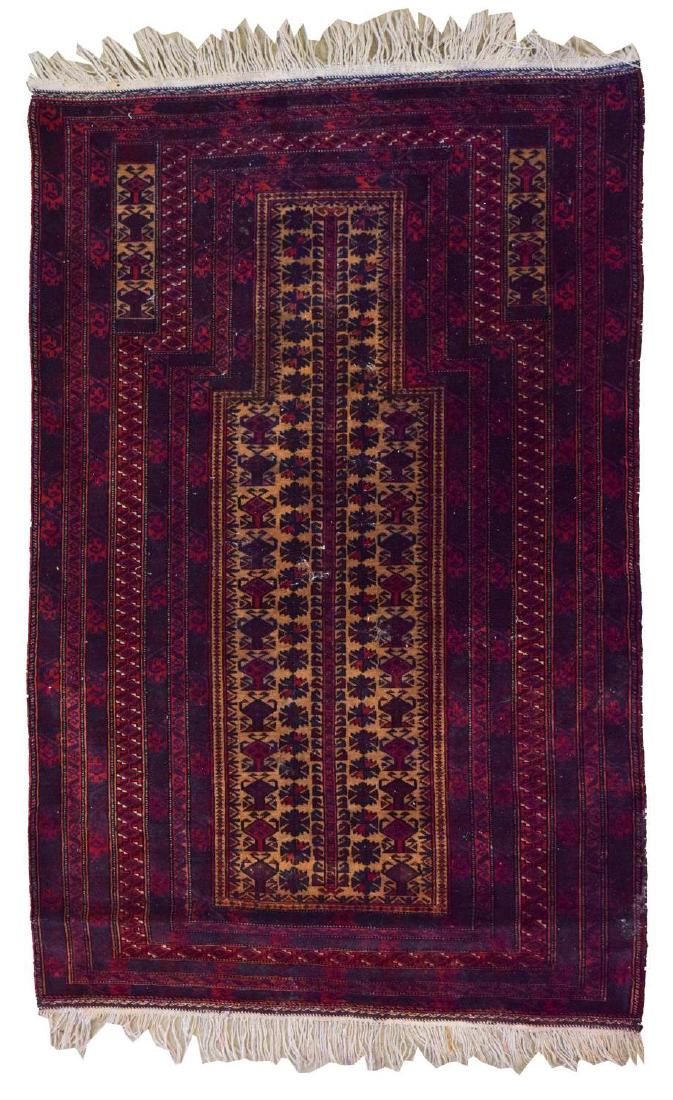 HAND-WOVEN AFGHAN BALUCHI PRAYER RUG, 3'4" x 5'0" (1 of 3)