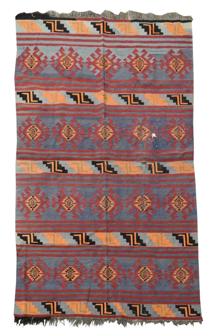 HAND-WOVEN FLAT WEAVE TRIBAL RUG, 4'5" x 9'0" (1 of 3)