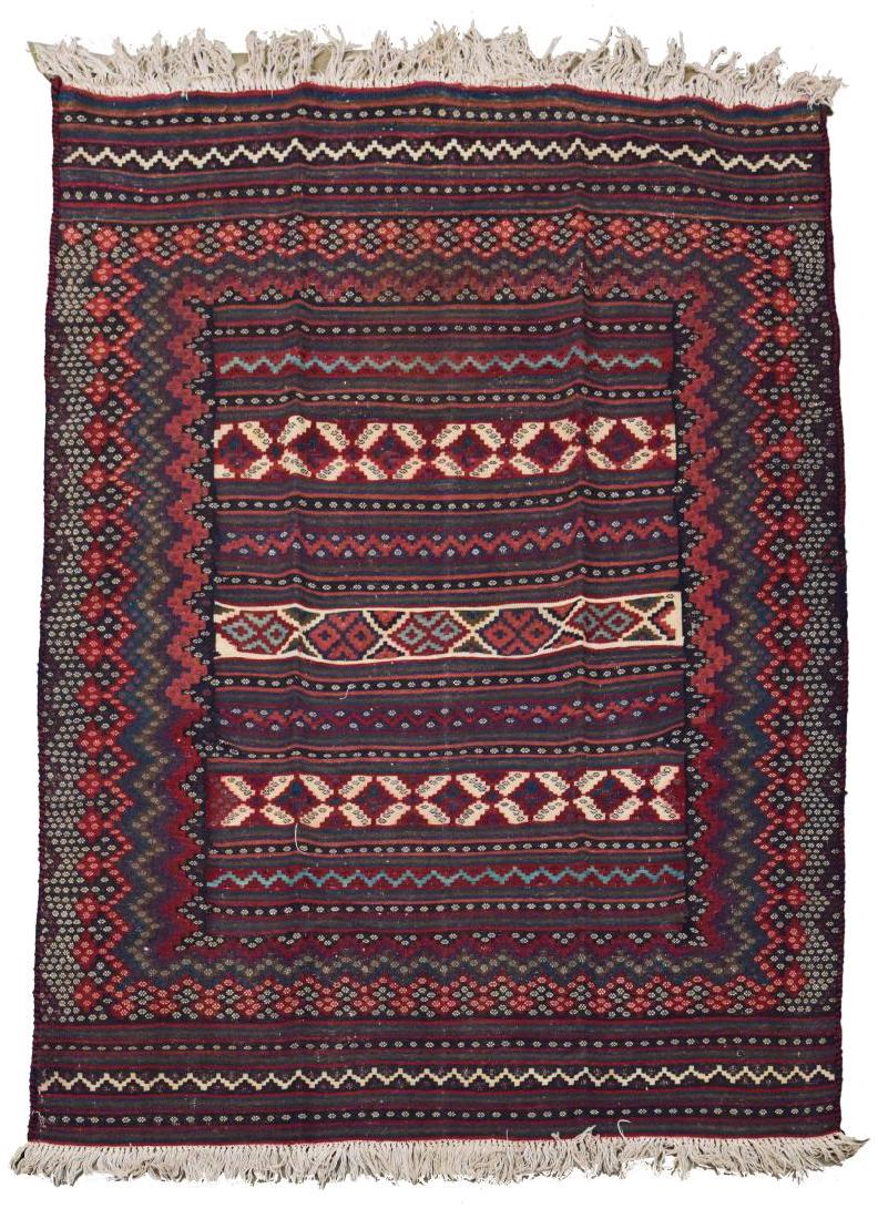 HAND-WOVEN AFGHAN TRIBAL RUG, 4'8" x 6'7" (1 of 3)
