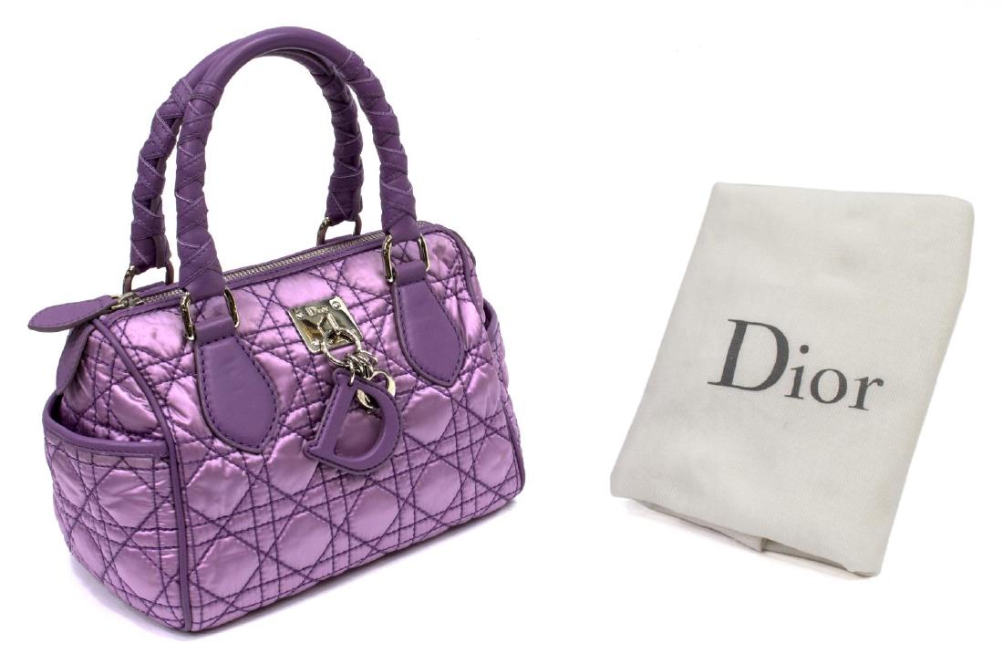 CHRISTIAN DIOR PURPLE SATIN & LEATHER CANNAGE BAG (1 of 5)