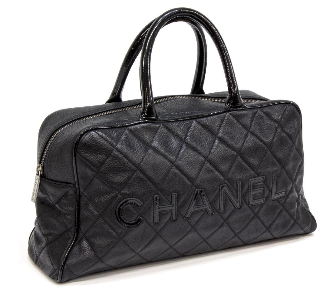 CHANEL BLACK QUILTED CAVIAR LEATHER 'BOWLING' BAG (1 of 5)