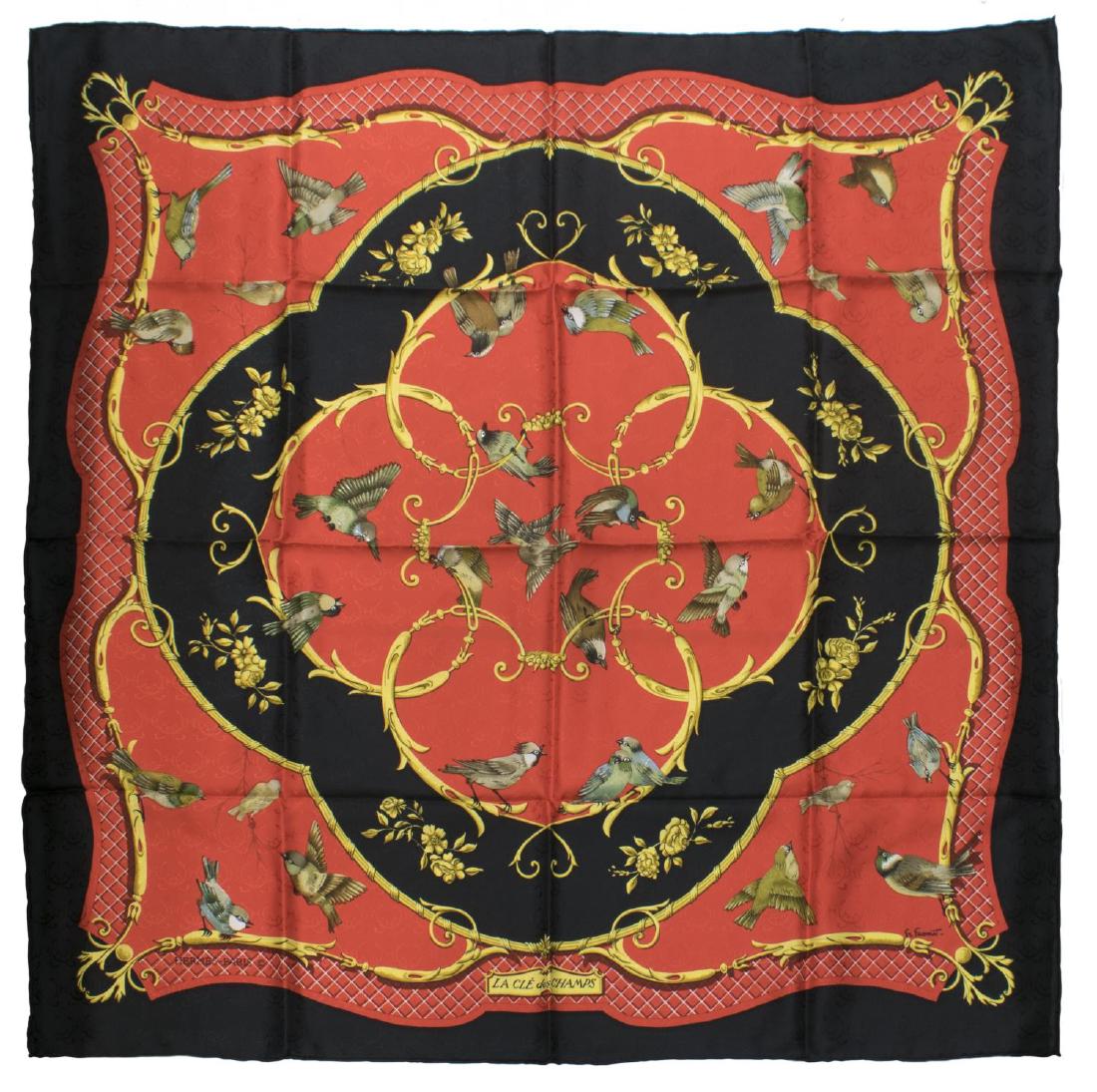 HERMES 'LA CLE DES CHAMPS' SILK TWILL NECK SCARF (1 of 3)