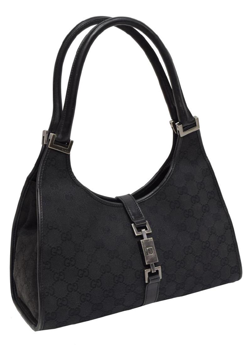 GUCCI 'JACKIE' BLACK MONOGRAM CANVAS SHOULDER BAG (1 of 4)