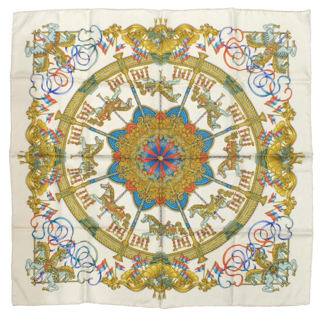 HERMES 'LUNA PARK' JACQUARD SILK TWILL NECK SCARF (1 of 3)