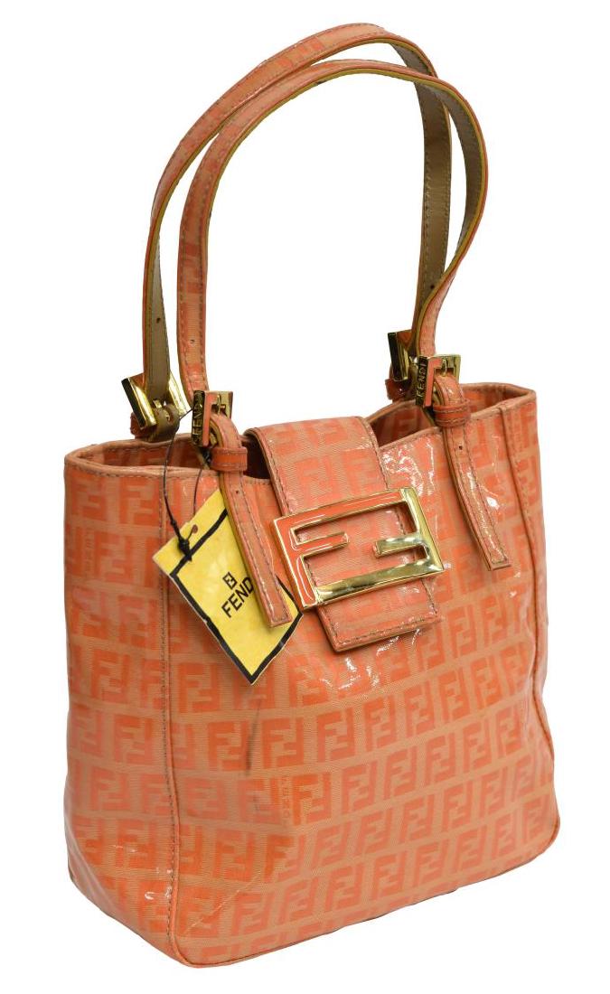 FENDI ORANGE MONOGRAM PATENT CANVAS HANDBAG (1 of 4)
