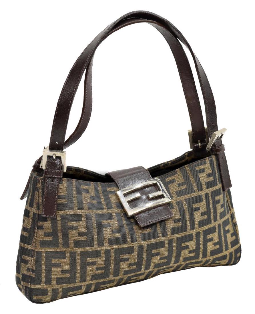 FENDI MONOGRAM CANVAS & LEATHER HANDBAG (1 of 4)