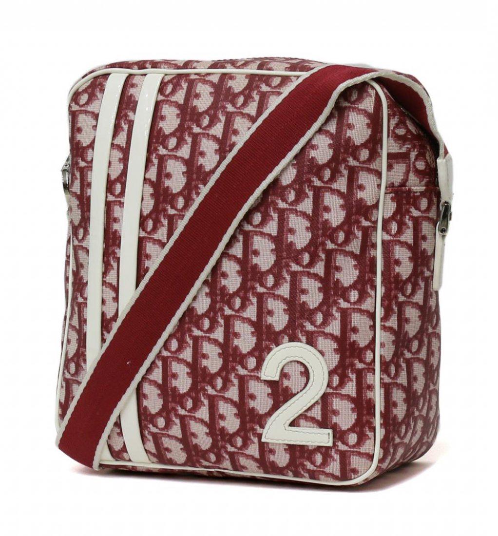 CHRISTIAN DIOR RED & CREAM TROTTER CANVAS HANDBAG (1 of 5)