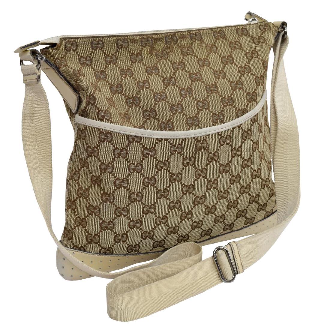 GUCCI BEIGE MONOGRAM CANVAS MESSENGER BAG (1 of 5)