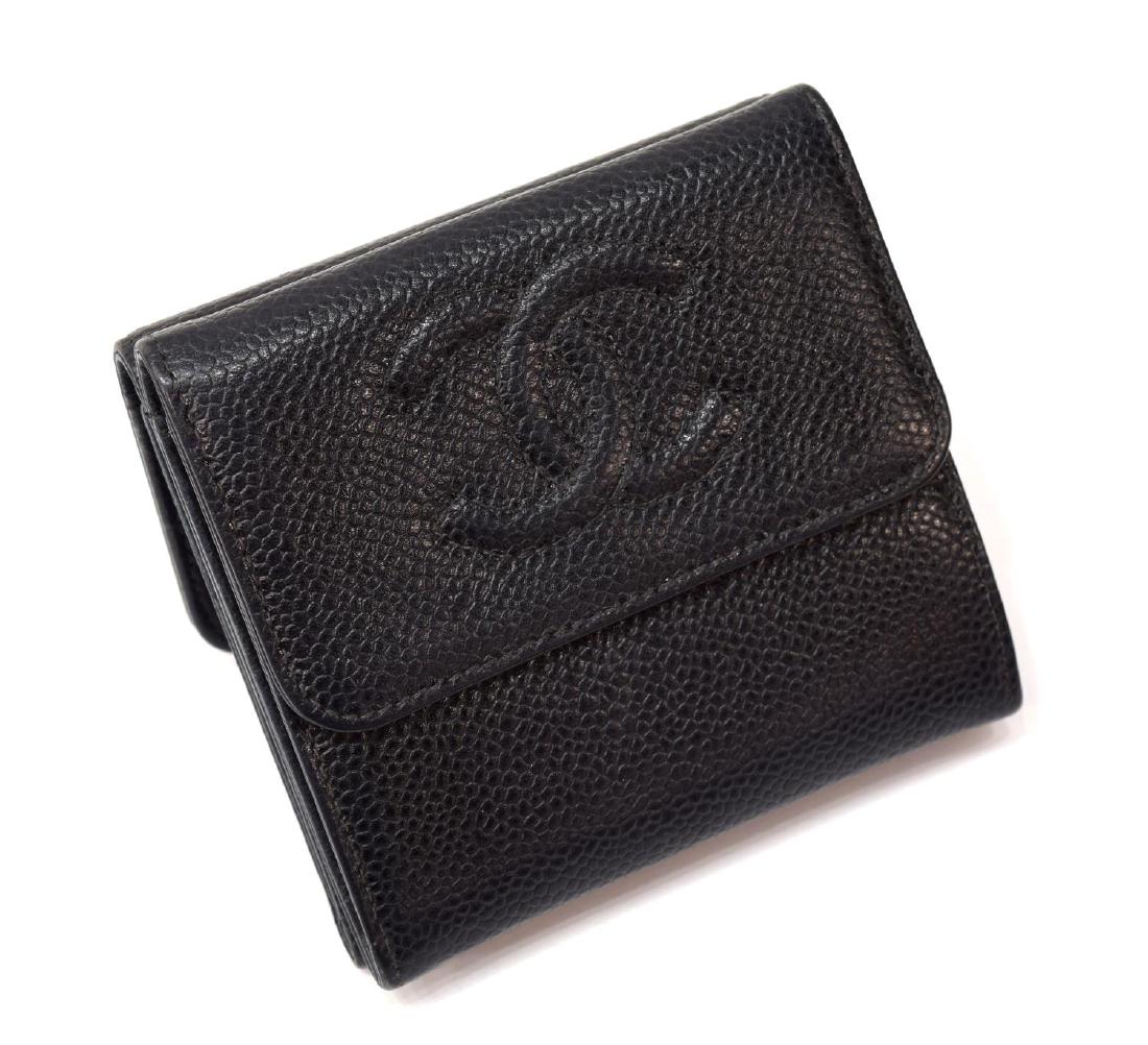 CHANEL BLACK CAVIAR LEATHER BIFOLD SQUARE WALLET (1 of 4)