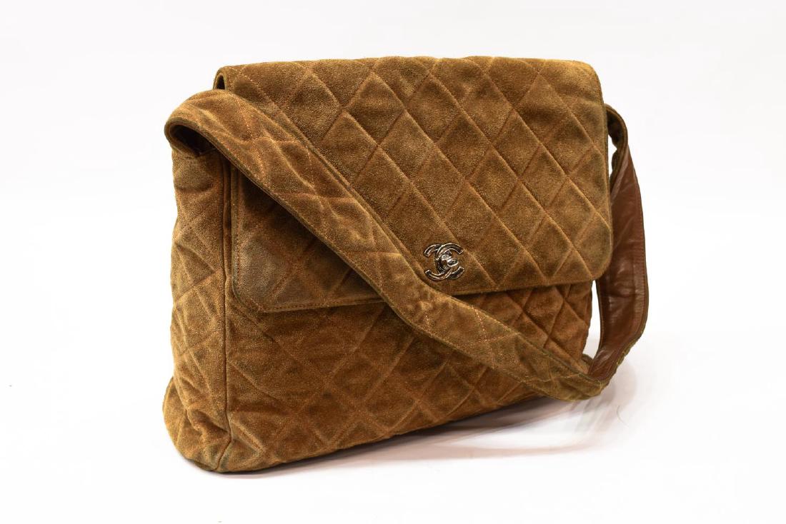 CHANEL QUILTED BROWN SUEDE SHOULDER BAG (1 of 6)