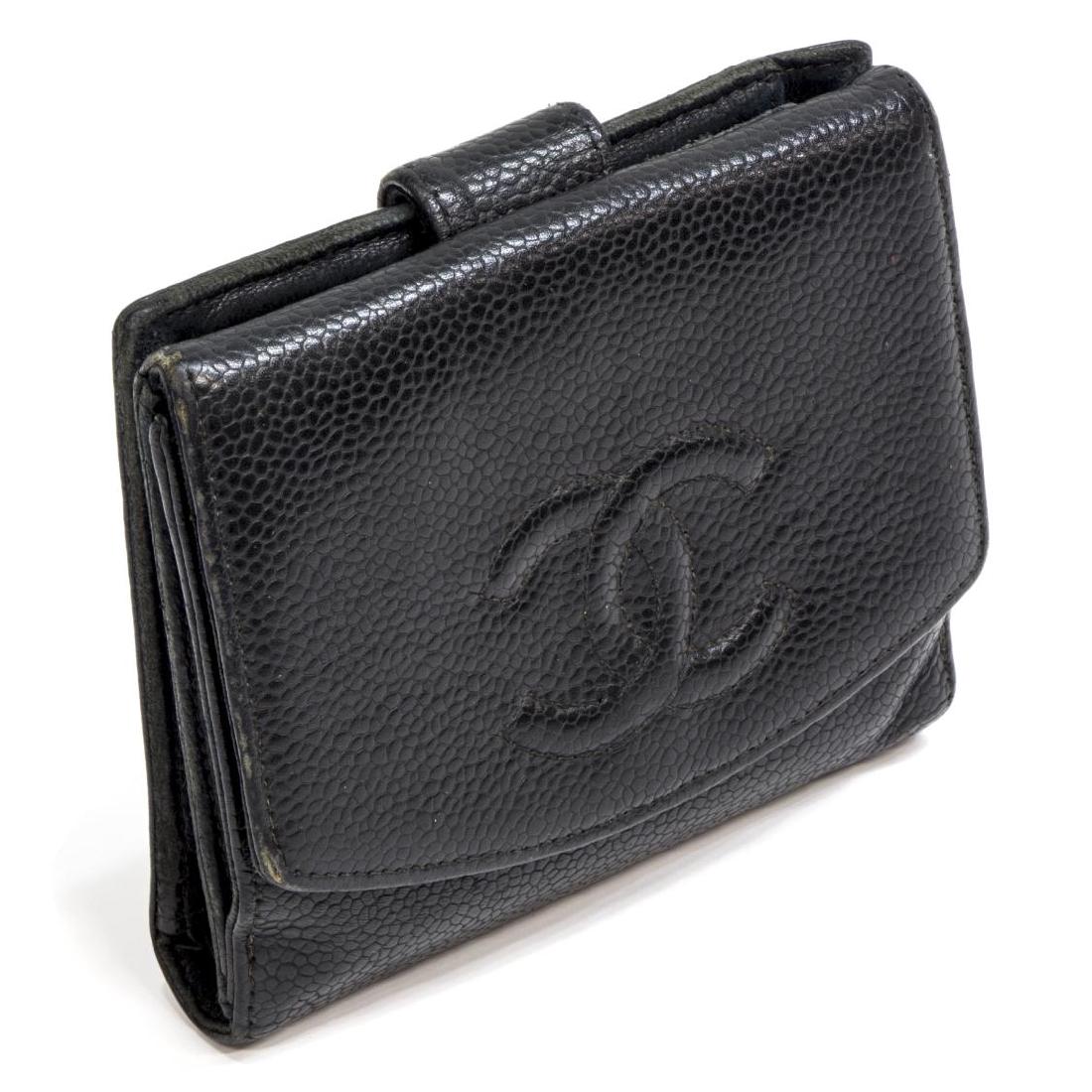 CHANEL BLACK CAVIAR LEATHER BIFOLD SQUARE WALLET (1 of 5)