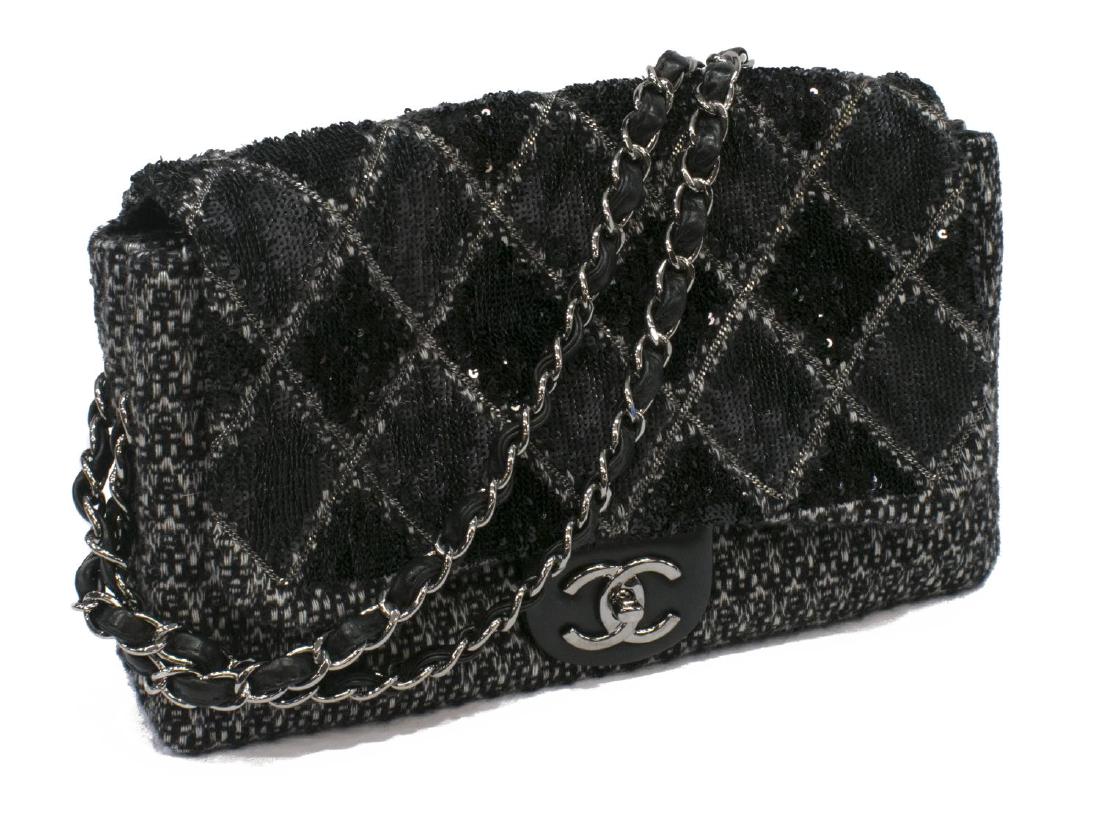 CHANEL TWEED, SEQUIN & LEATHER SHOULDER BAG (1 of 7)