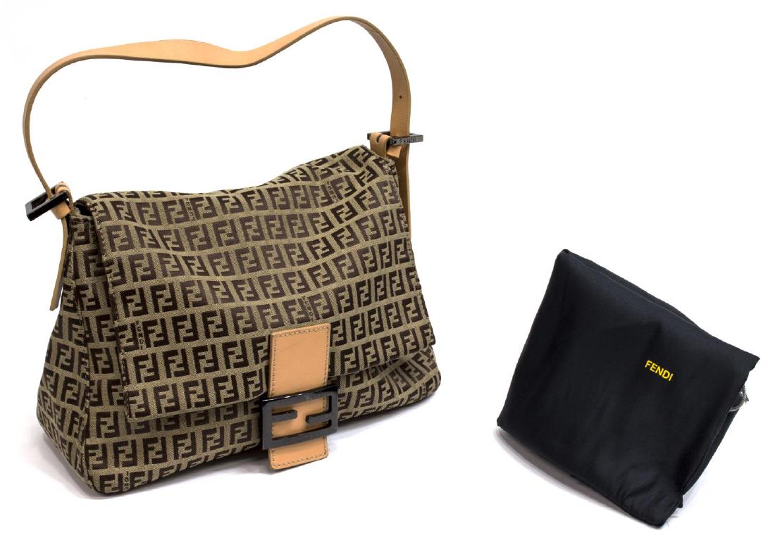 FENDI MONOGRAM CANVAS & LEATHER SHOULDER BAG (1 of 4)