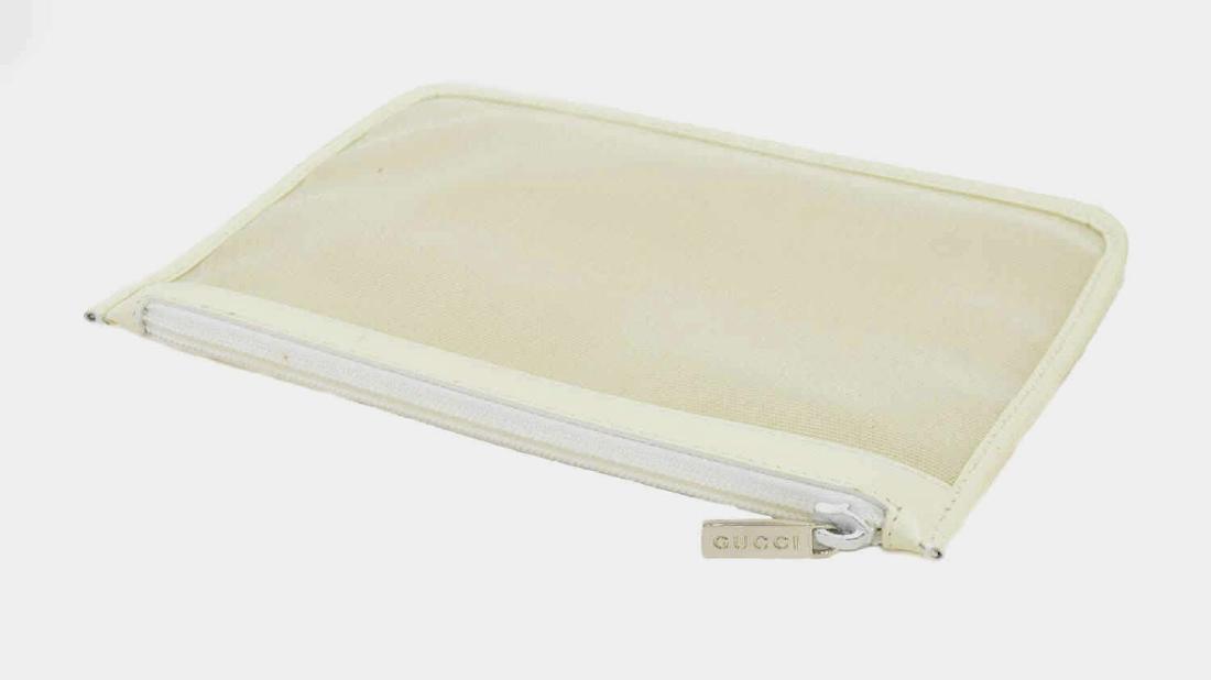 GUCCI WHITE LEATHER & MESH ACCESSORY POUCH (1 of 5)