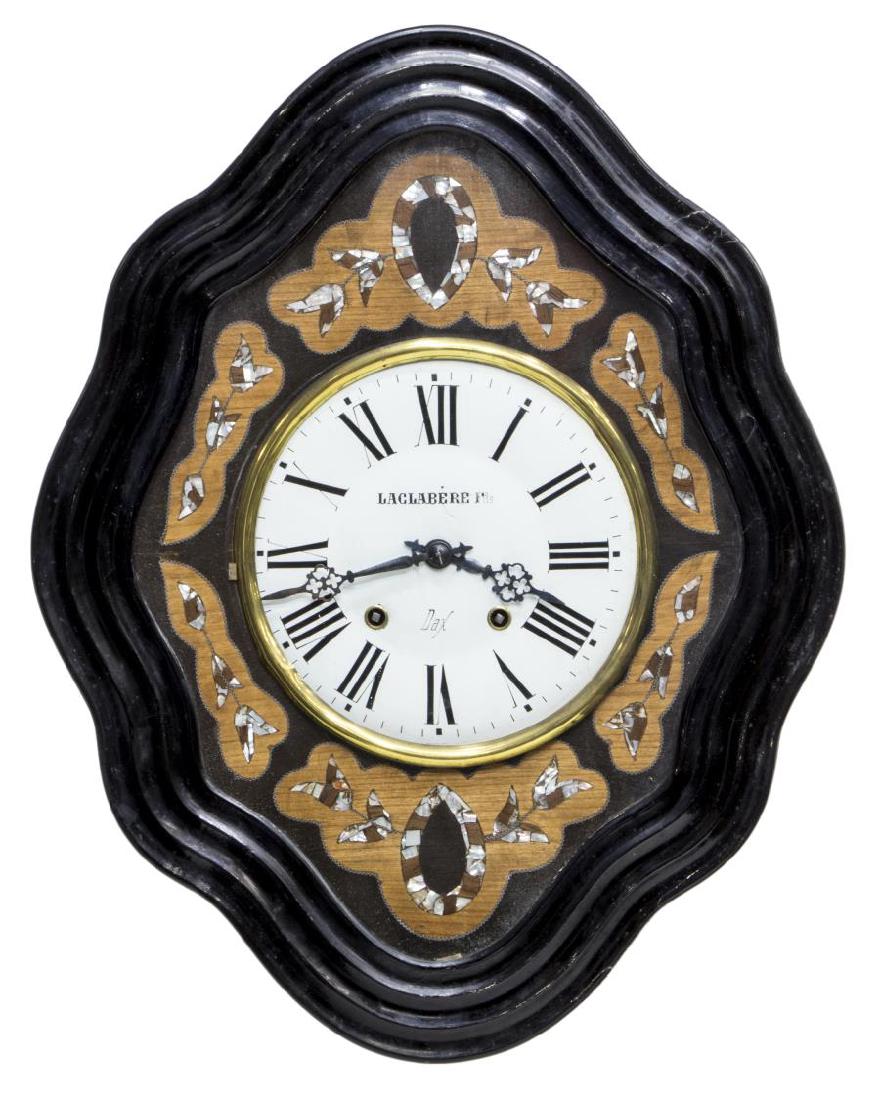 NAPOLEON III EBONZIED & INLAID SHAPED WALL CLOCK (1 of 5)