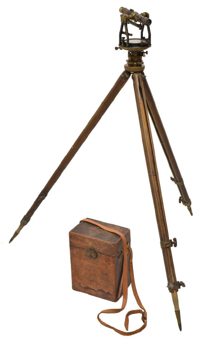 W. & L.E. GURLEY SURVEYORS TRANSIT, TRIPOD, BOX (1 of 6)
