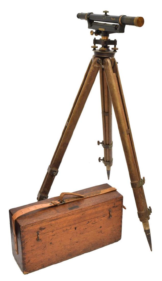 BUFF & BUFF SURVEYORS TELESCOPE, TRIPOD, ORIG BOX (1 of 7)