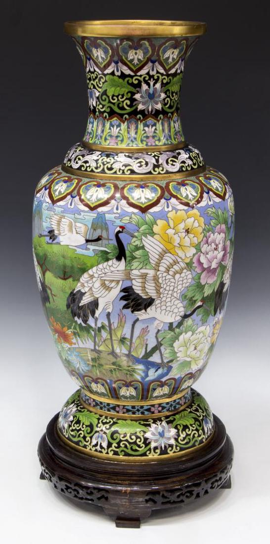 LARGE BALUSTER FORM CLOISONNE VASE, 20"H (1 of 3)