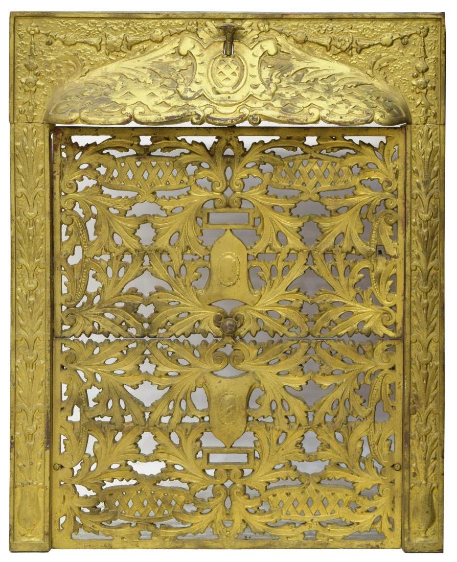 ANTIQUE GILDED IRON ARCHITECTURAL FIREPLACE PANEL (1 of 2)