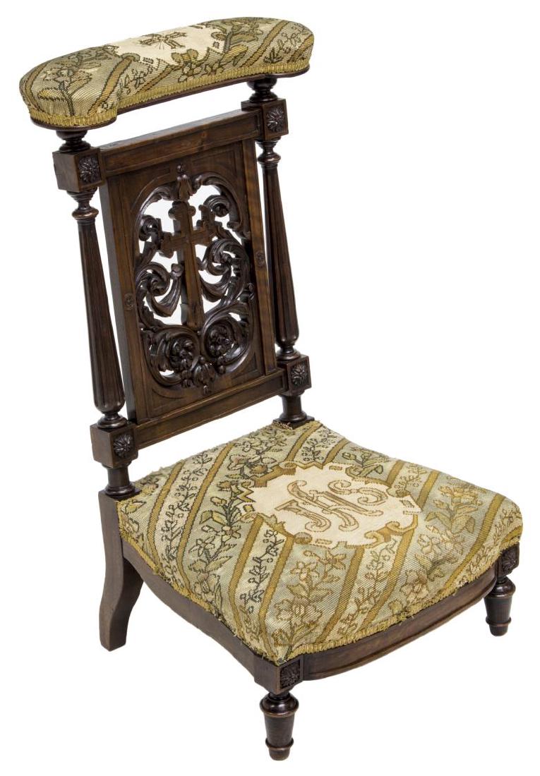 FRENCH NAPOLEON III PERIOD PRAYER CHAIR / KNEELER (1 of 3)