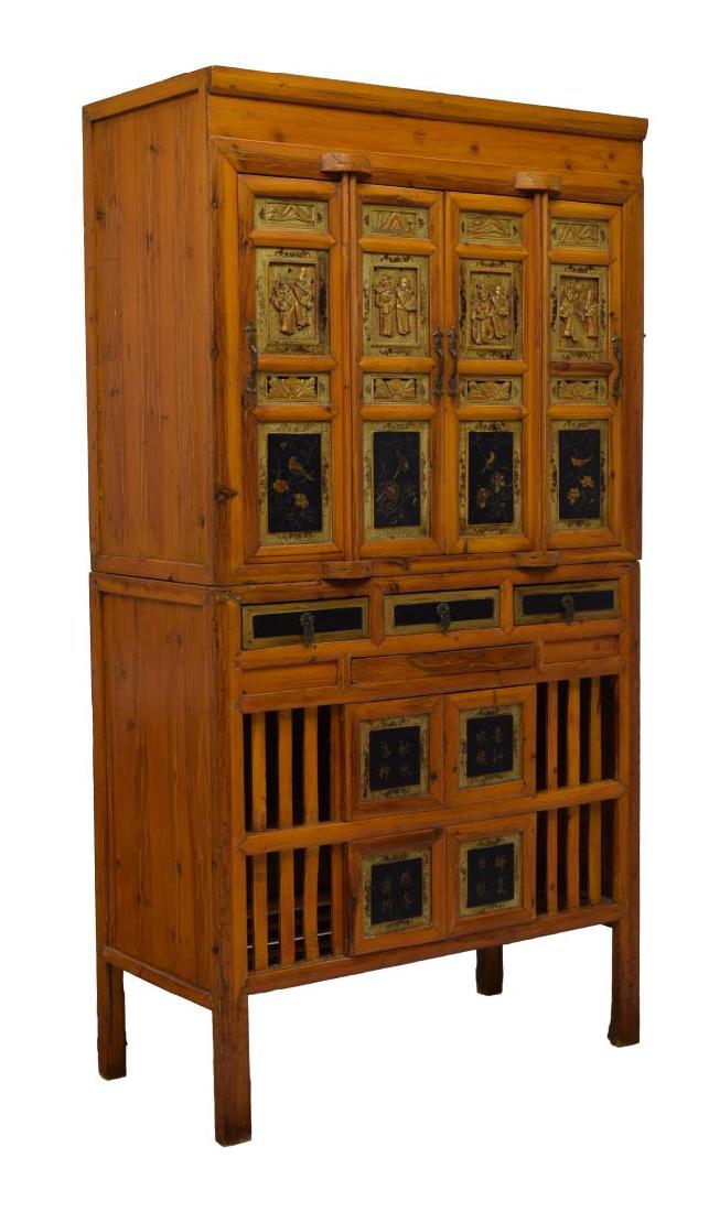 CHINESE FIGURAL CARVED CABINET (1 of 4)