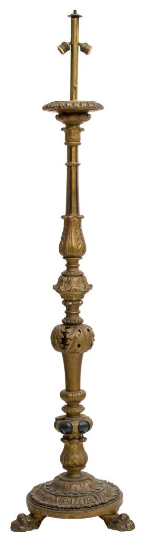 ANTIQUE FRENCH PARCEL GILT STANDING CHURCH LIGHT (1 of 2)