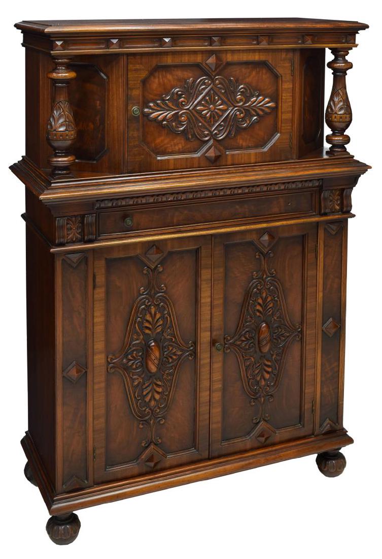 AMERICAN BURL WALNUT CLOSED FRONT CHINA CABINET (1 of 3)