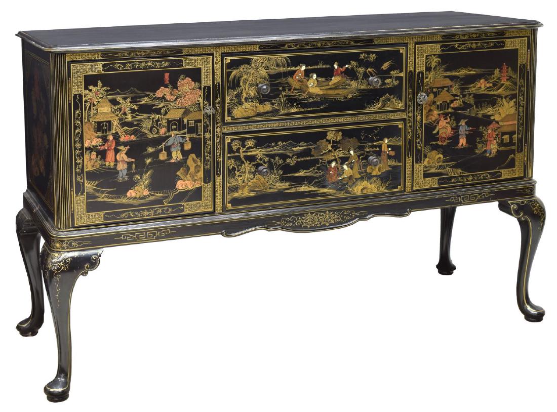 CHINOISERIE BLACK LACQUER SIDEBOARD (1 of 3)