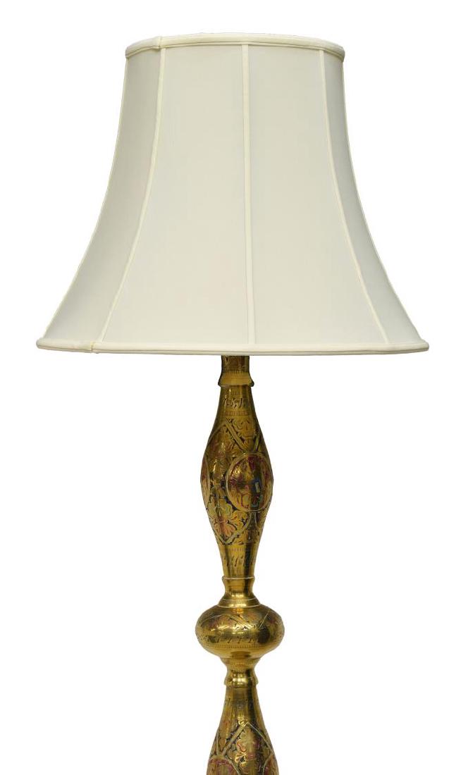 INCISED BRASS POLYCHROME STANDING FLOOR LAMP (1 of 4)