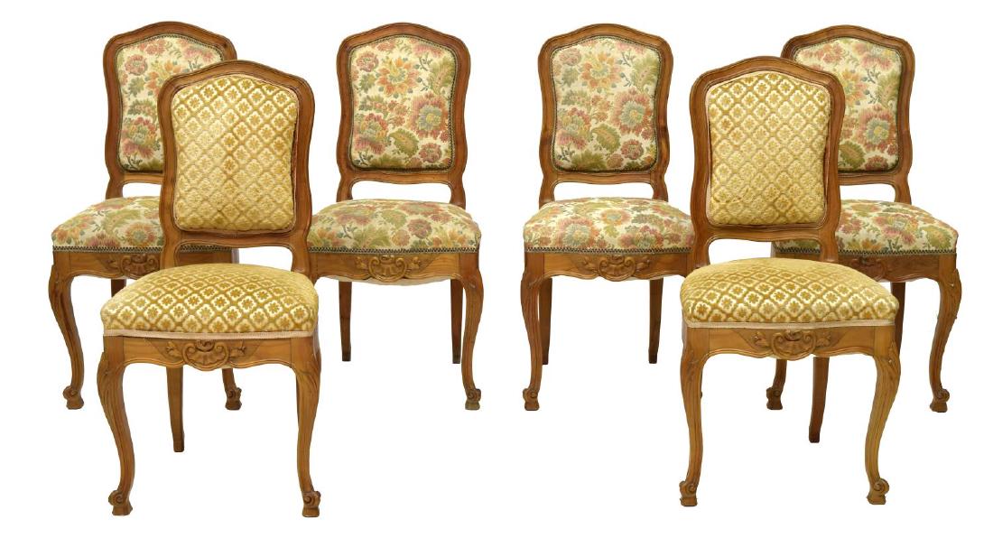 (6) FRENCH UPHOLSTERED FRUITWOOD CHAIRS (1 of 4)