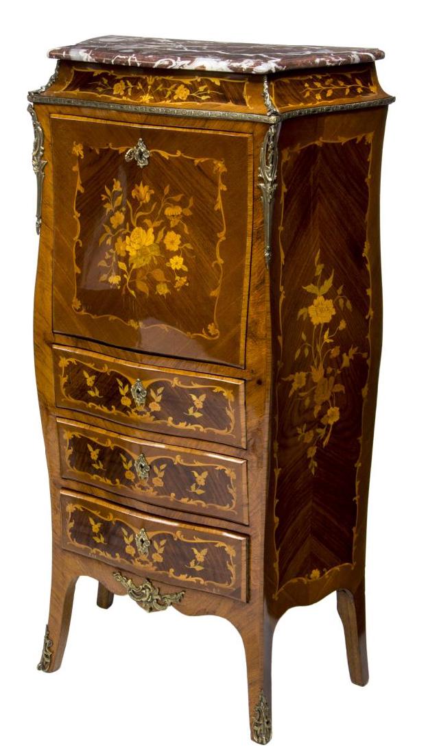 FRENCH LOUIS XV STYLE MARQUETRY SECRETARY (1 of 3)