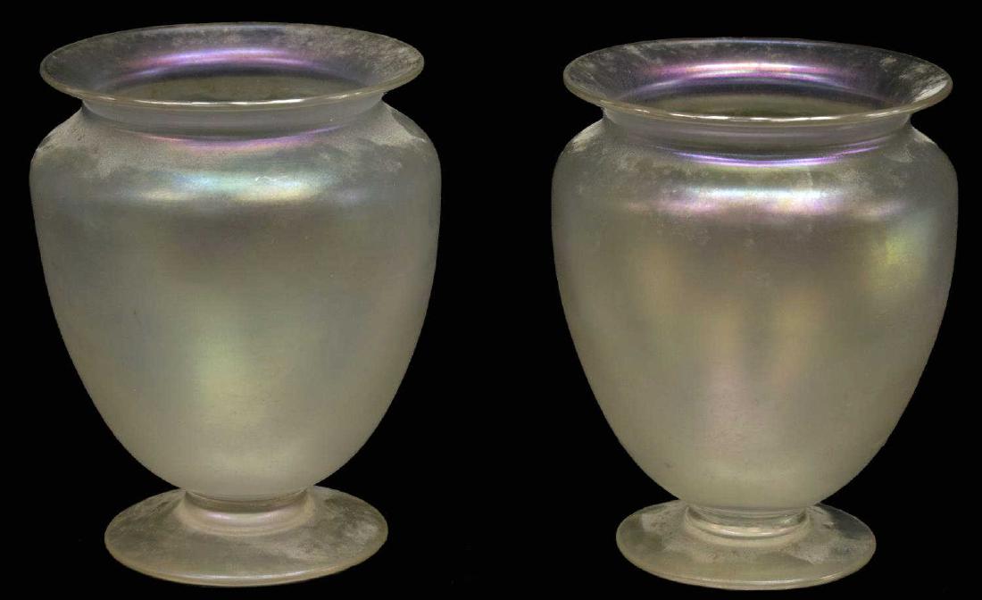 (2) STEUBEN VERRE DE SOIE ART GLASS FOOTED VASE (1 of 4)
