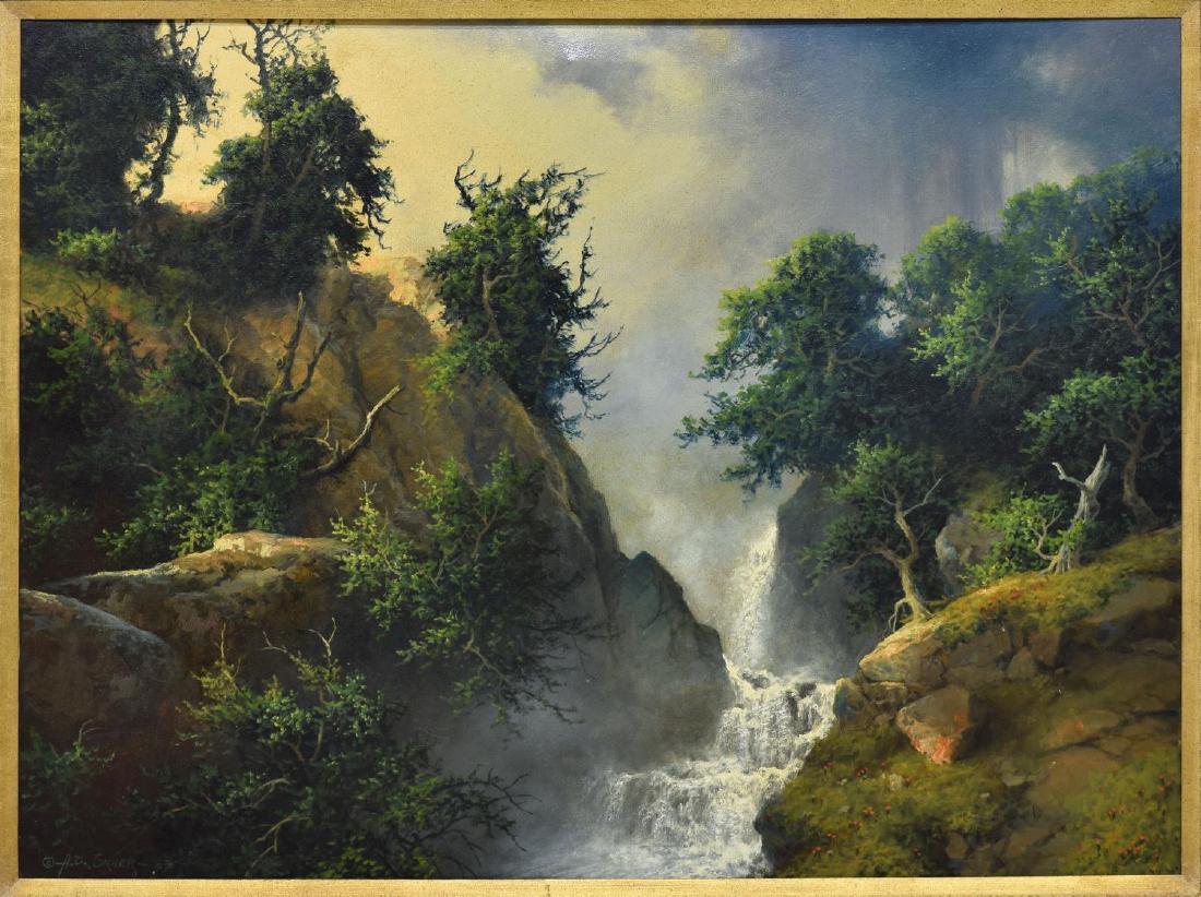 A.D. GREER (1904-1998) CANYON WATERFALL 30"x40" (1 of 5)