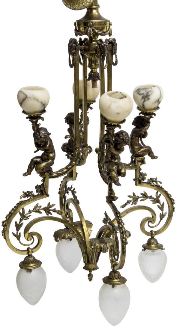 FRENCH BELLE EPOQUE BRONZE 9-LT PUTTI CHANDELIER (1 of 3)