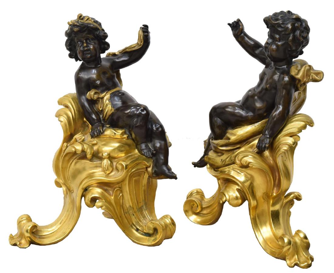 (PAIR) FRENCH DORE BRONZE FIGURAL CHENETS (1 of 4)