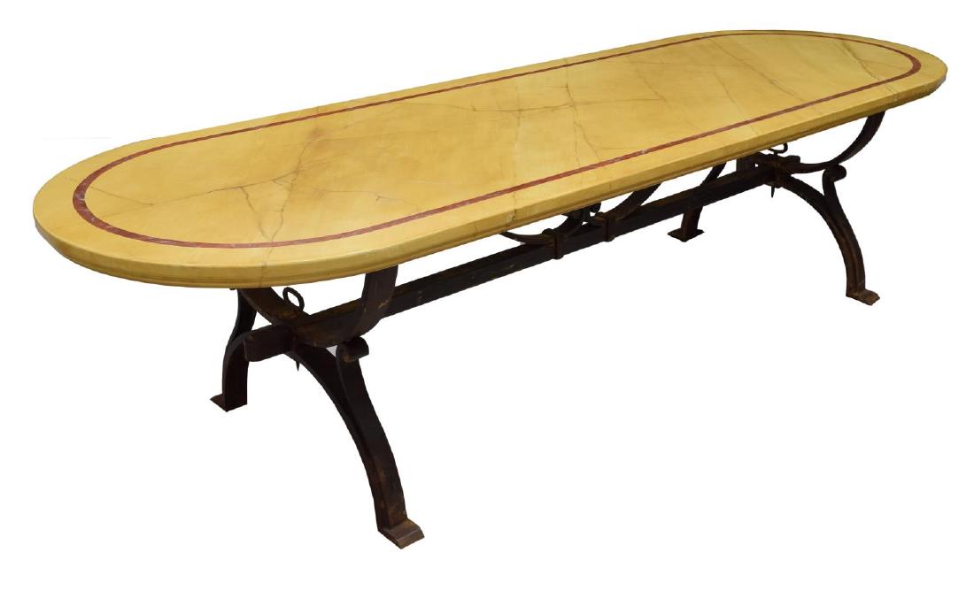 LARGE FRENCH IRON BASE DINING TABLE (1 of 2)